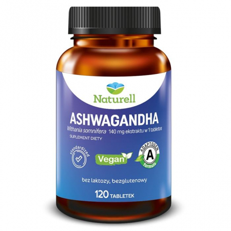 Naturell Ashwagandha tabletki na stres i zmęczenie, 120 szt.