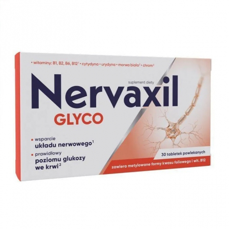 Nervaxil Glyco tabletki na wsparcie układu nerwowego i poziomu cukru, 30 szt.