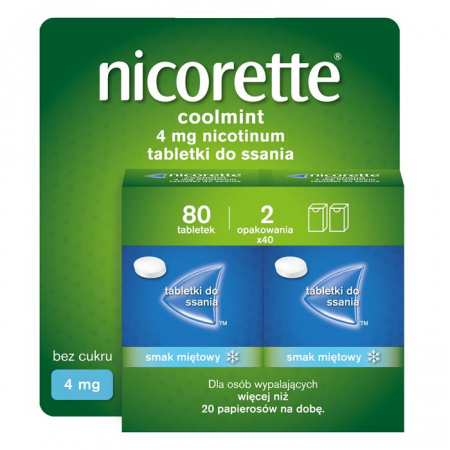 Nicorette Coolmint 4 mg tabletki do ssania na rzucenie palenia, 80 szt.