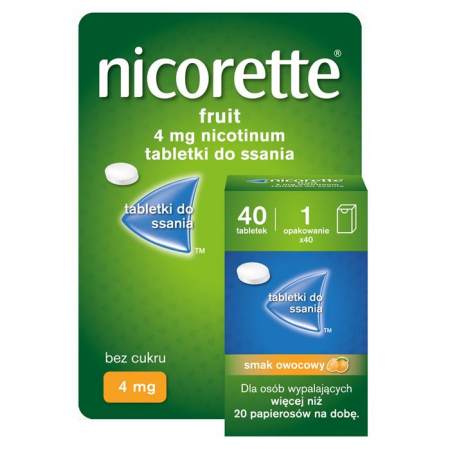 Nicorette Fruit 4 mg tabletki do ssania na rzucenie palenia, 40 szt.