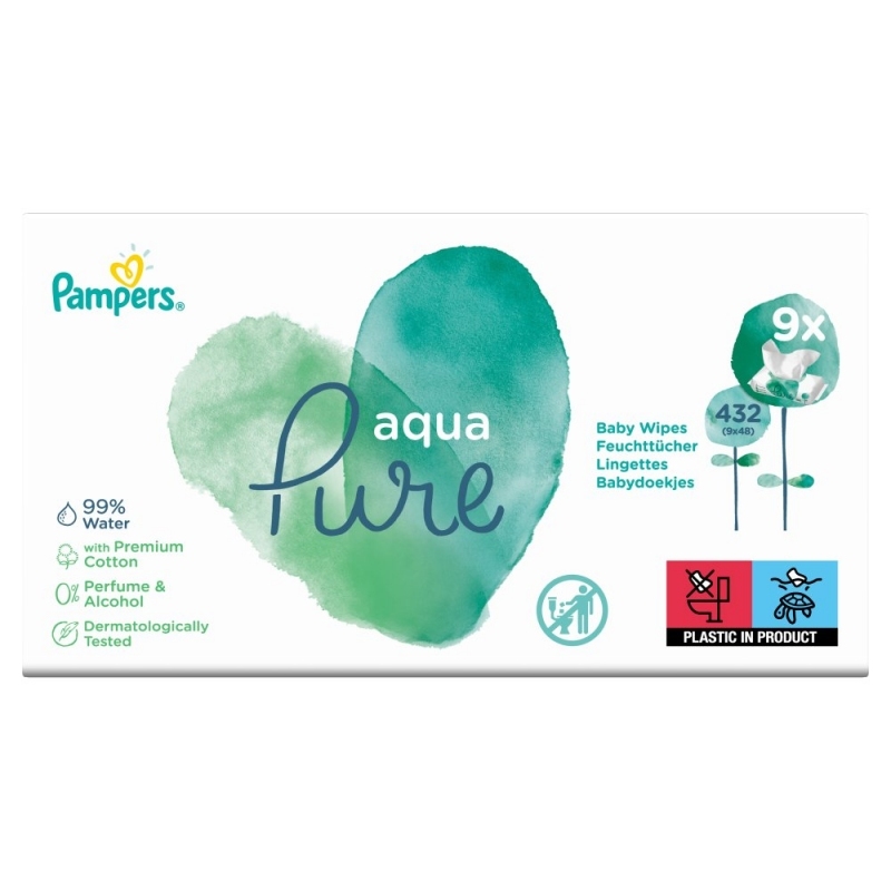 Pampers Aqua Pure Lingettes 9 x 48 lingettes