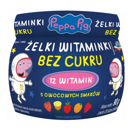 Peppa Pig Żelki Witaminki dla dzieci o smaku owocowym bez cukru, 90 g