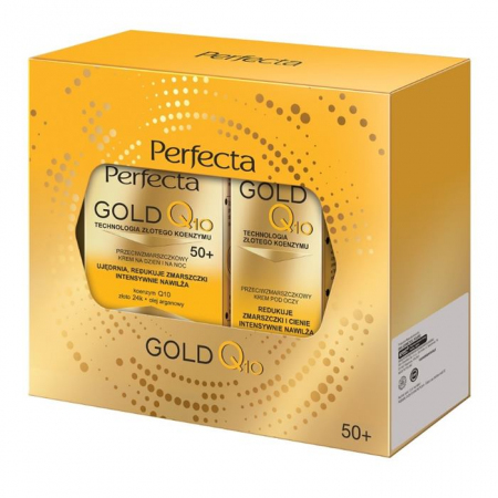 Perfecta Gold Q10 Zestaw 50+: Przeciwzmarszczkowy krem na dzień i na noc, 50 ml + Krem pod oczy, 15 ml