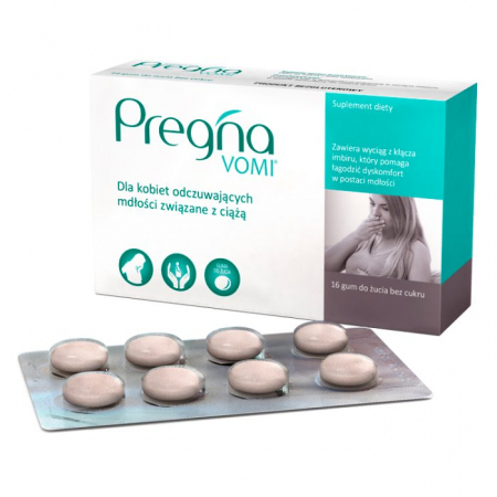 Pregna VOMI 16 gum do żucia bez cukru / Mdłości podczas ciąży