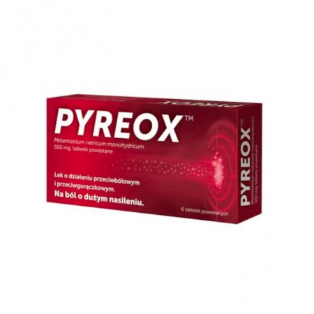 Pyreox 500 mg tabletki przeciwbólowe i przeciwgorączkowe, 6 szt.