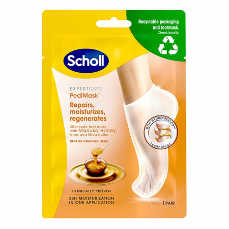 Scholl Pedimask maska do stóp z miodem manuka nawilżająca, 2 szt.