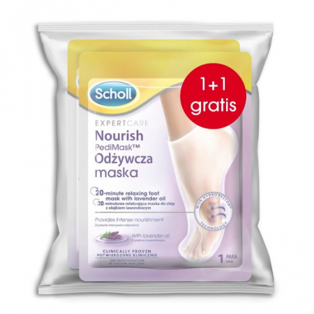 Scholl PediMask nawilżająca maska do stóp z olejkiem lawendowym, 2 pary