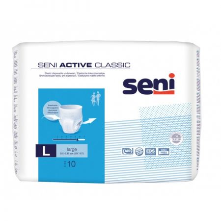 SENI ACTIVE CLASSIC L Majtki chłonne (100-135cm) 10 szt.