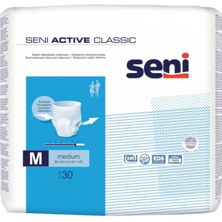 SENI ACTIVE CLASSIC M Majtki chłonne (80-110cm) 30 szt.