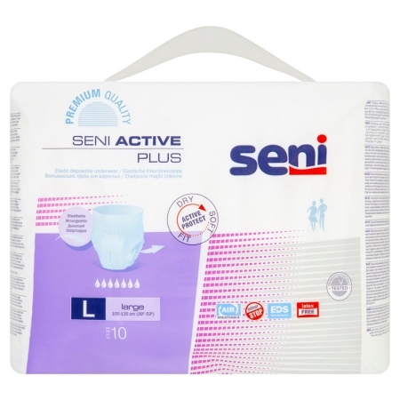 Seni Active Plus Majtki chłonne rozmiar L  (100 - 135 cm), 10 szt.