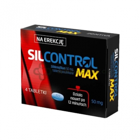 Silcontrol Max 50 mg tabletki na zaburzenia erekcji dla mężczyzn, 4 szt.