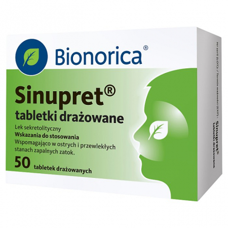 Sinupret tabletki drażowane na zatoki, 50 szt.