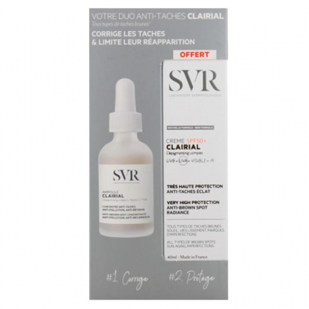 SVR Clairial Zestaw: Serum na przebarwienia, 30 ml + krem SPF50+, 40 ml