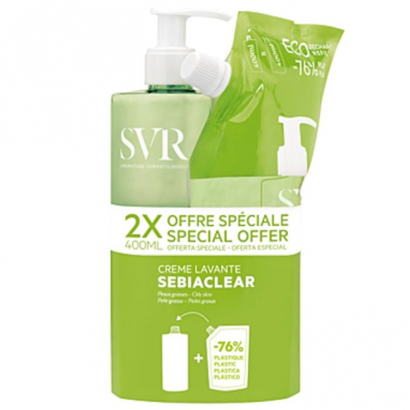 SVR Sebiaclear Creme Lavante krem do mycia, 400 ml + zapas, 400 ml