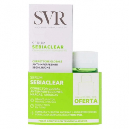 SVR zestaw na niedoskonałości i pory: Serum Sebiclear, 40 ml + Peeling Micro-Peel, 30 ml