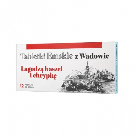 Tabletki Emskie z Wadowic tabletki do ssania na kaszel i chrypkę, 12 szt.