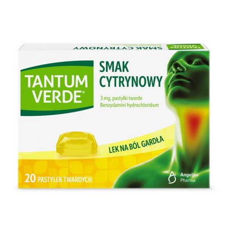 Tantum Verde pastylki na ból gardła o smaku cytrynowym, 20 szt.