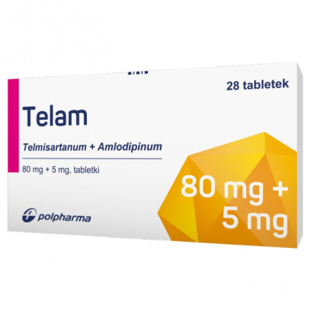 Telam tabletki 80 mg + 5 mg na nadciśnienie, 28 szt.