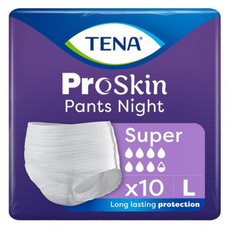 Tena Pants ProSkin Super Night majtki chłonne na noc rozmiar L, 10 szt.