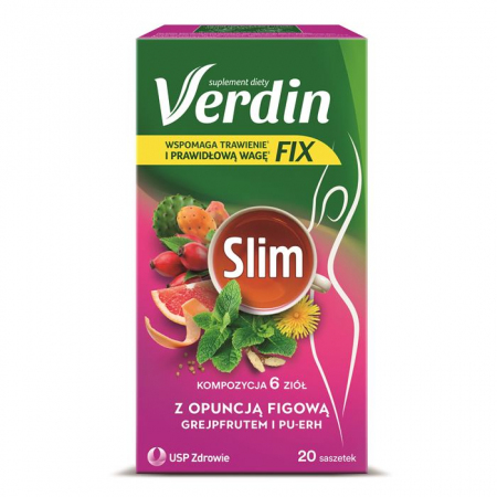 Verdin Fix Slim herbatka na trawienie i odchudzanie w saszetkach, 20 szt.