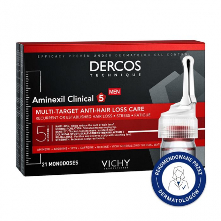 VICHY DERCOS AMINEXIL CLINICAL 5 Kuracja przeciw wypadaniu włosów dla mężczyzn, 21 ampułek