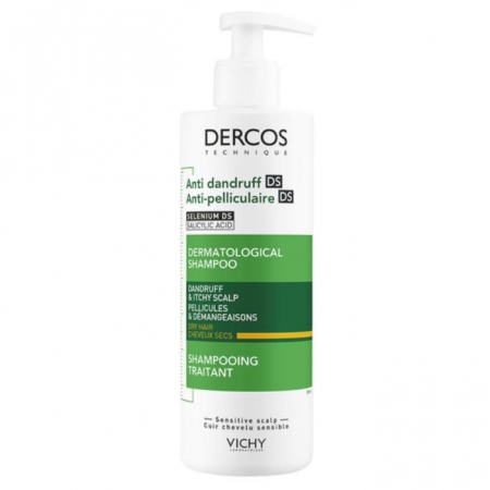 VICHY DERCOS Szampon przeciwłupieżowy włosy suche, 390 ml