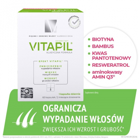 Vitapil kapsułki z biotyną przy wzmożonym wypadaniu włosów, 60 szt.