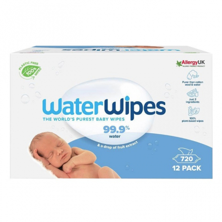 WaterWipes Bio chusteczki nawilżane wodne od urodzenia, 12 x 60 szt.