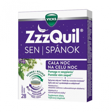 ZzzQuil Sen Cała Noc tabletki z melatoniną, 28 szt.